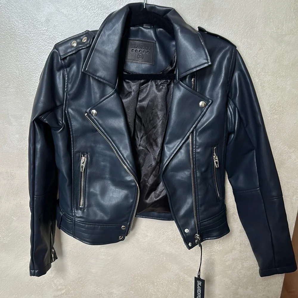 Blank NYC Midnight Faux Leather Moto Jacket sz xs - Picture 1 of 11